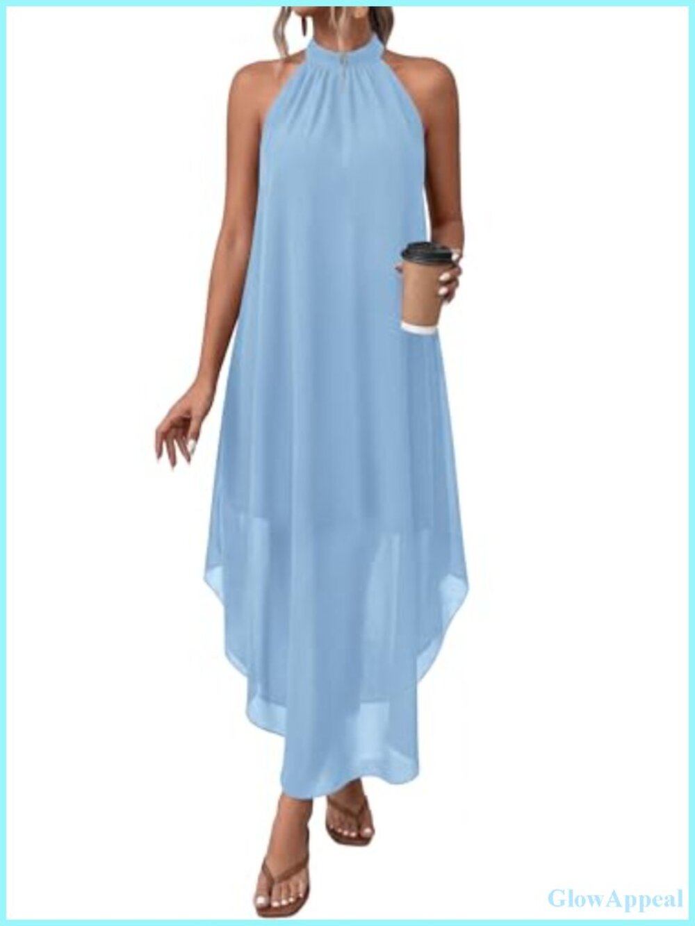Halter Neck Sleeveless Maxi Dress with Pockets for Summer Wedding Guest